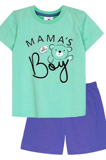 Комплект для мальчика (футболка_шорты) 42107 (М) (Ментол/синий) - Ивтекс-Плюс