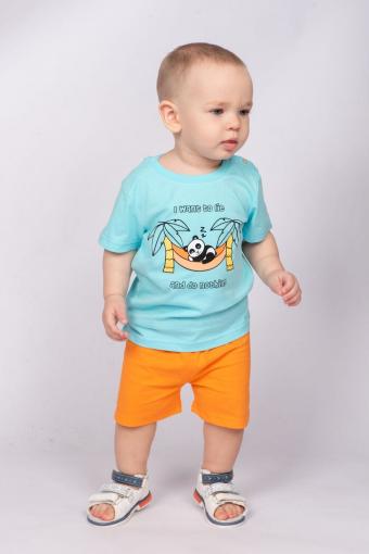 Комплект для мальчика (футболка_шорты) 42108 (м) (Яр.бирюзовый/оранжевый) - Ивтекс-Плюс